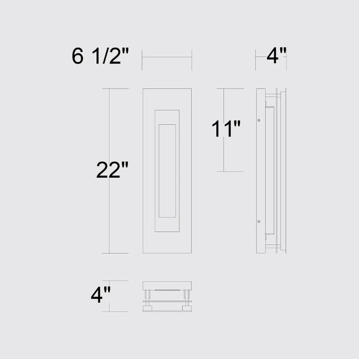 Alteck Lighting AW0080-3CCT-W Layer 1-lt 22" Tall LED Outdoor Wall Sconce, 3CCT Selectable