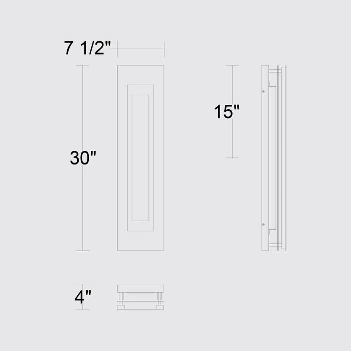 Alteck Lighting AW0081-3CCT-W Layer 1-lt 30" Tall LED Outdoor Wall Sconce, 3CCT Selectable