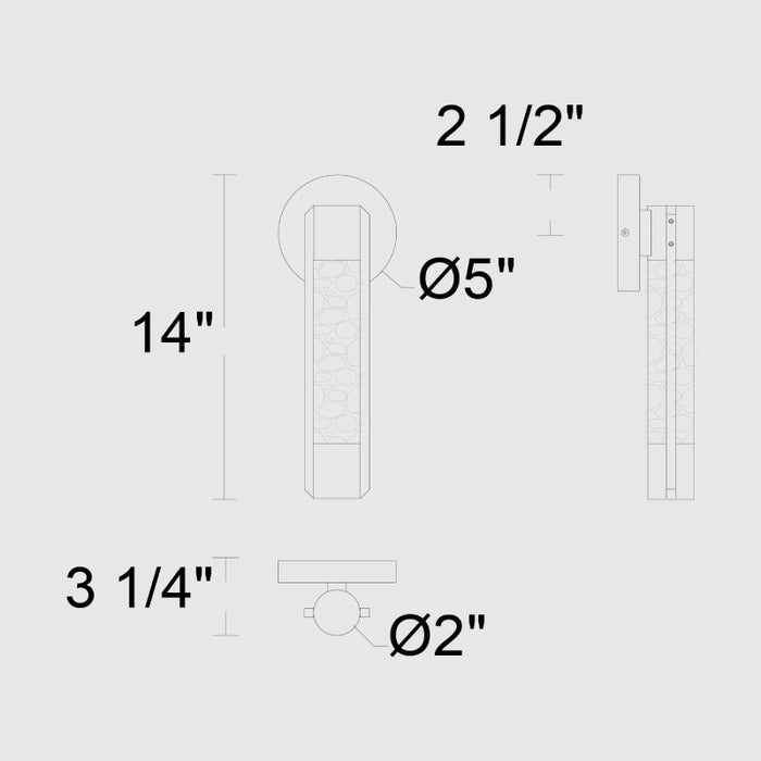 Alteck Lighting AW0087-3CCT-W Tig 1-lt 14" Tall LED Outdoor Wall Sconce, 3CCT Selectable