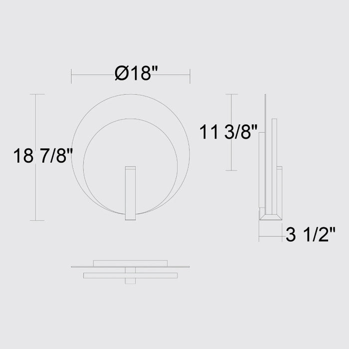 Alteck Lighting AW0090-3CCT-W Eclipse 1-lt 19" Tall LED Outdoor Wall Sconce, 3CCT Selectable