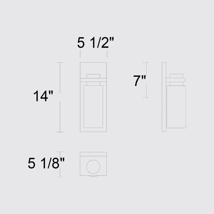 Alteck Lighting AW0093-3CCT-W Kast 1-lt 14" Tall LED Outdoor Wall Sconce, 3CCT Selectable