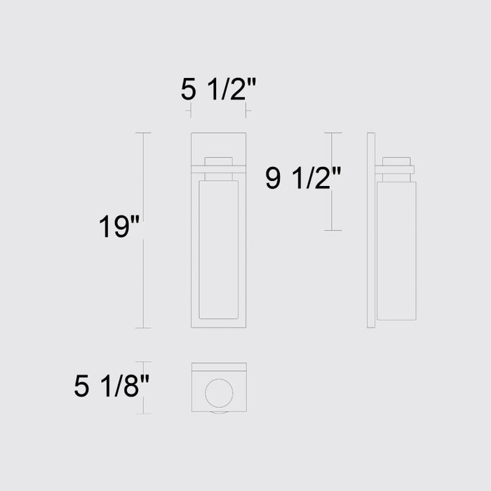 Alteck Lighting AW0094-3CCT-W Kast 1-lt 19" Tall LED Outdoor Wall Sconce, 3CCT Selectable
