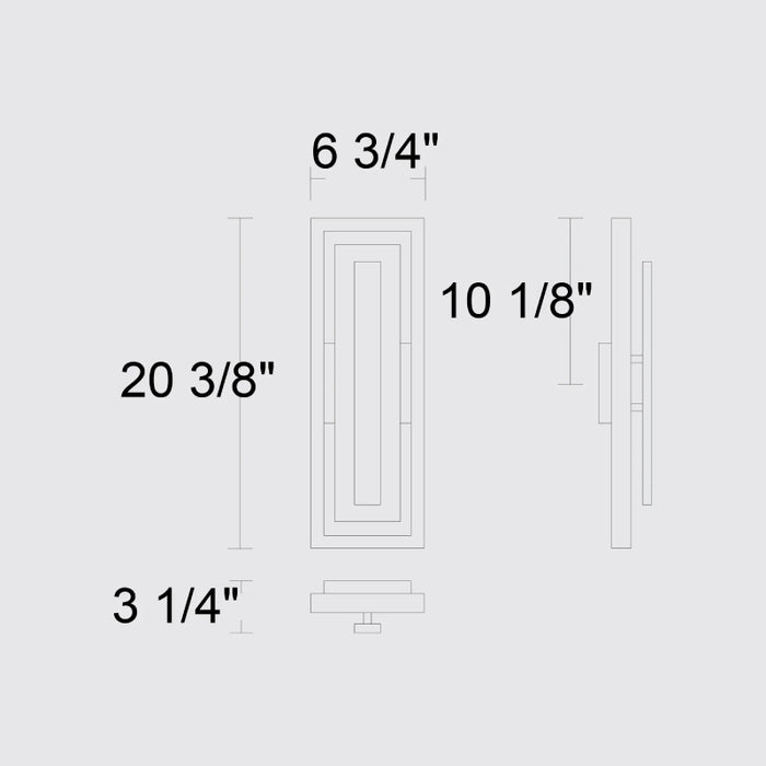 Alteck Lighting AW0099-3CCT-W Panels 1-lt 20" Tall LED Outdoor Wall Sconce, 3CCT Selectable