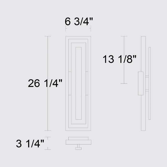 Alteck Lighting AW0100-3CCT-W Panels 1-lt 26" Tall LED Outdoor Wall Sconce, 3CCT Selectable