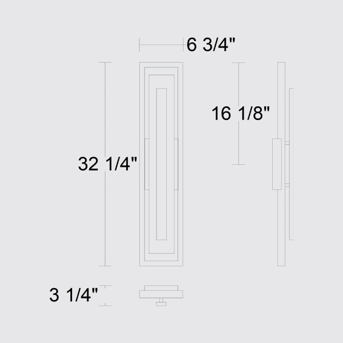 Alteck Lighting AW0101-3CCT-W Panels 1-lt 32" Tall LED Outdoor Wall Sconce, 3CCT Selectable