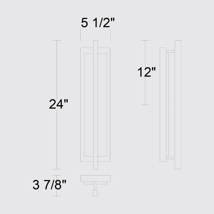 Alteck Lighting AW0103-3CCT-W Dakota 1-lt 24" Tall LED Outdoor Wall Sconce, 3CCT Selectable