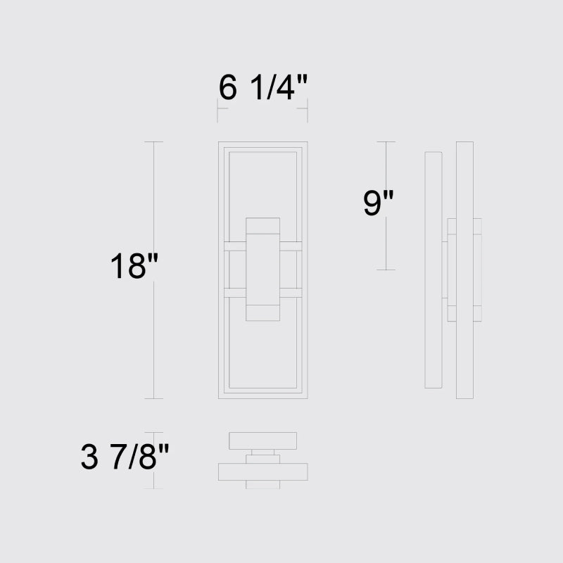 Alteck Lighting AW0106-3CCT-W Mars 1-lt 18" Tall LED Outdoor Wall Sconce, 3CCT Selectable