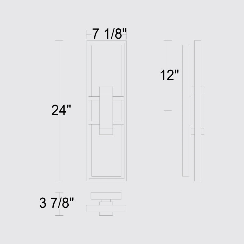 Alteck Lighting AW0107-3CCT-W Mars 1-lt 24" Tall LED Outdoor Wall Sconce, 3CCT Selectable