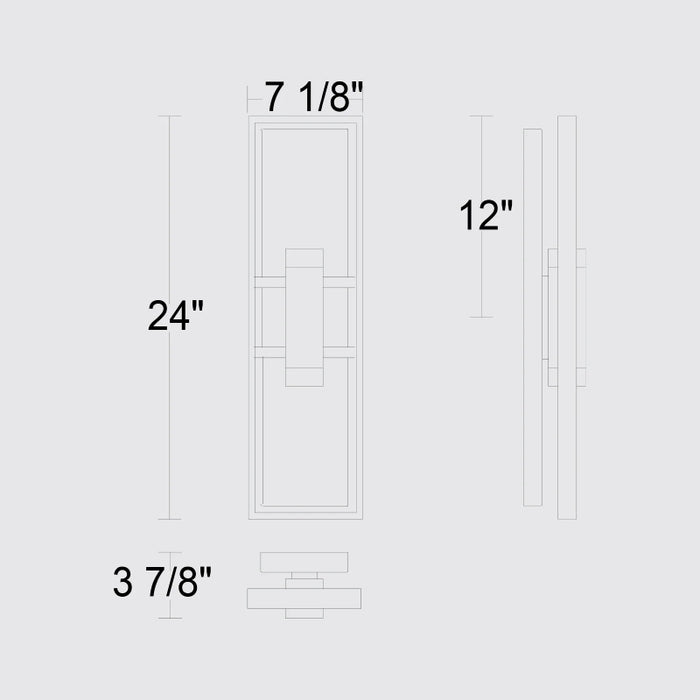 Alteck Lighting AW0107-3CCT-W Mars 1-lt 24" Tall LED Outdoor Wall Sconce, 3CCT Selectable