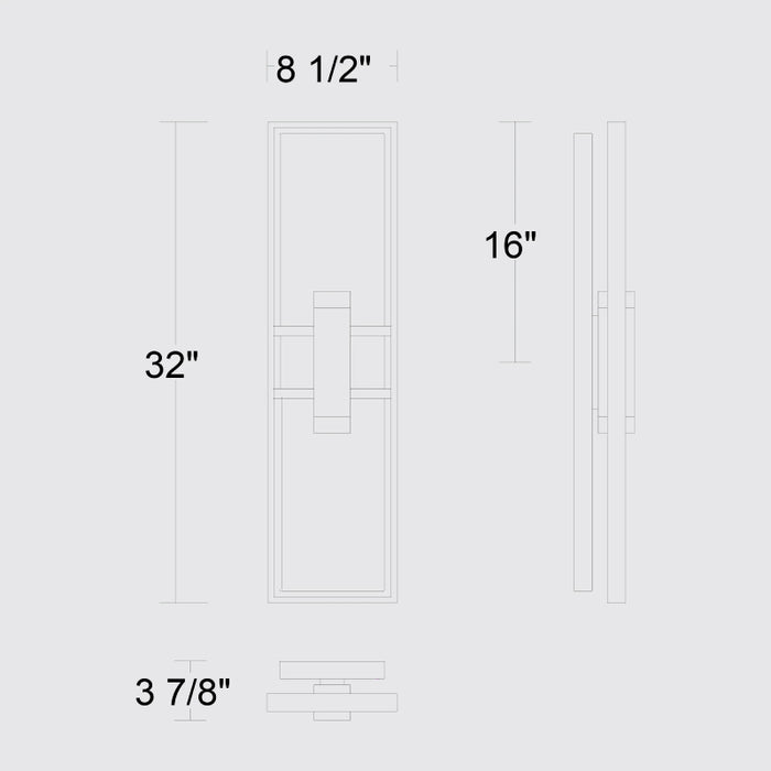 Alteck Lighting AW0108-3CCT-W Mars 1-lt 32" Tall LED Outdoor Wall Sconce, 3CCT Selectable