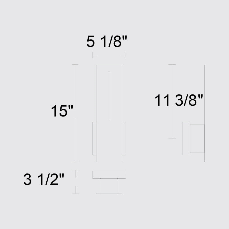 Alteck Lighting AW0109-3CCT-W Slot 1-lt 15" Tall LED Outdoor Wall Sconce, 3CCT Selectable