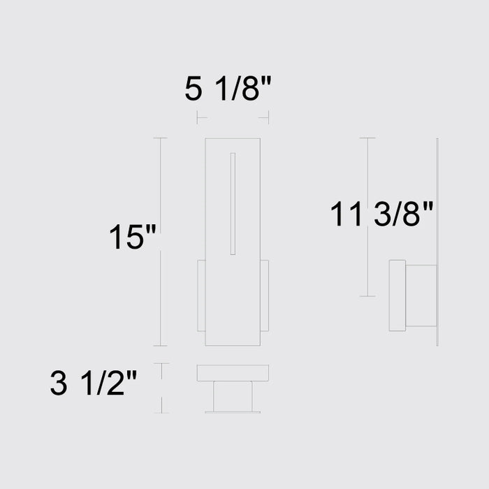 Alteck Lighting AW0109-3CCT-W Slot 1-lt 15" Tall LED Outdoor Wall Sconce, 3CCT Selectable