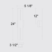 Alteck Lighting AW0110-3CCT-W Slot 1-lt 24" Tall LED Outdoor Wall Sconce, 3CCT Selectable