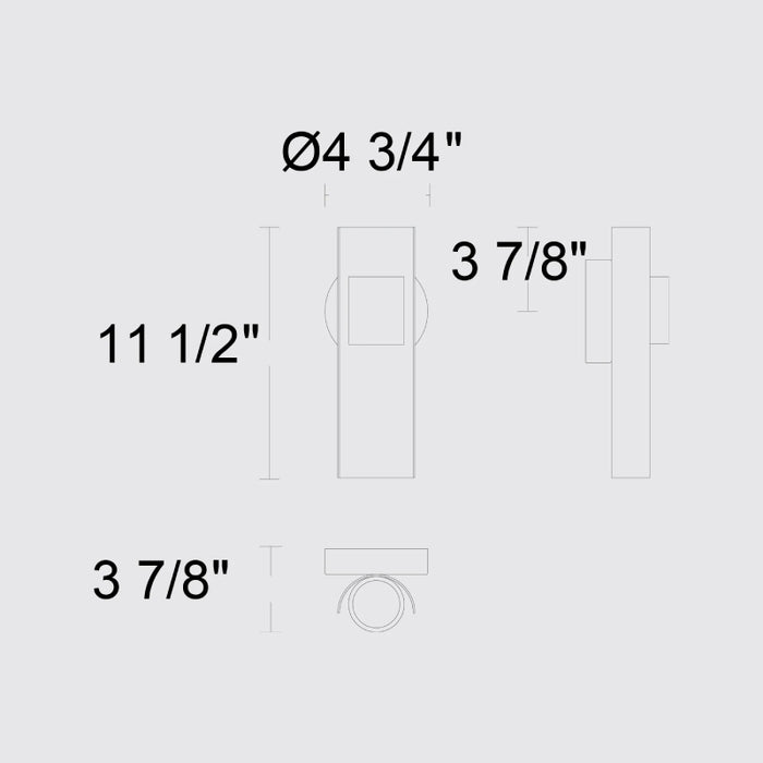 Alteck Lighting AW0113-3CCT-W Hugo 1-lt 12" Tall LED Outdoor Wall Sconce, 3CCT Selectable
