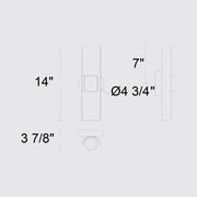 Alteck Lighting AW0114-3CCT-W Hugo 1-lt 14" Tall LED Outdoor Wall Sconce, 3CCT Selectable