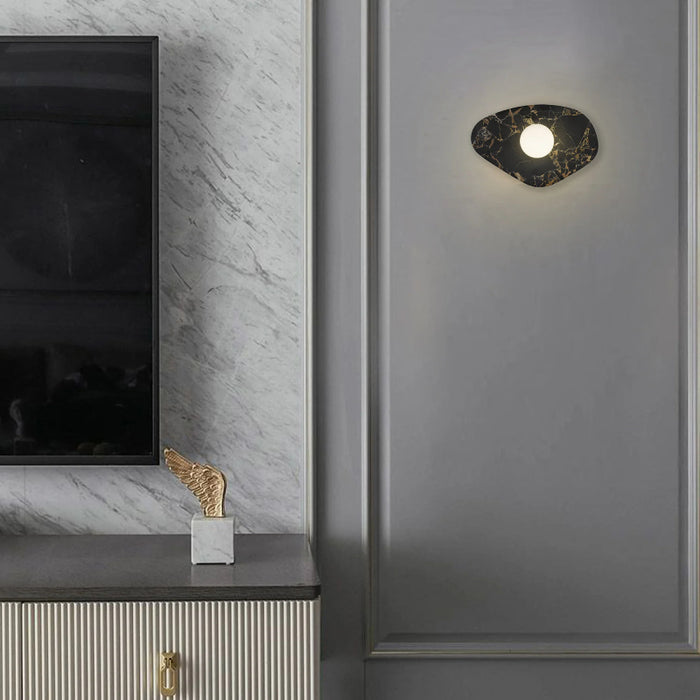 Alteck Lighting AW0120-3CCT-W Tenere 1-lt 8" Tall LED Outdoor Wall Sconce, 3CCT Selectable - Black/Gold Marble