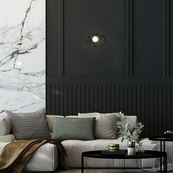 Alteck Lighting AW0120-3CCT-W Tenere 1-lt 8" Tall LED Outdoor Wall Sconce, 3CCT Selectable - Black/Gold Marble