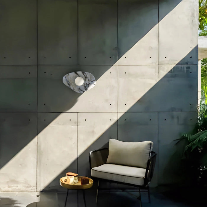 Alteck Lighting AW0120-3CCT-W Tenere 1-lt 8" Tall LED Outdoor Wall Sconce, 3CCT Selectable - White/Black Marble