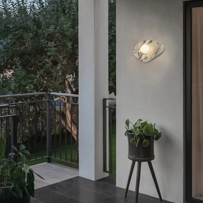 Alteck Lighting AW0120-3CCT-W Tenere 1-lt 8" Tall LED Outdoor Wall Sconce, 3CCT Selectable - White/Black Marble