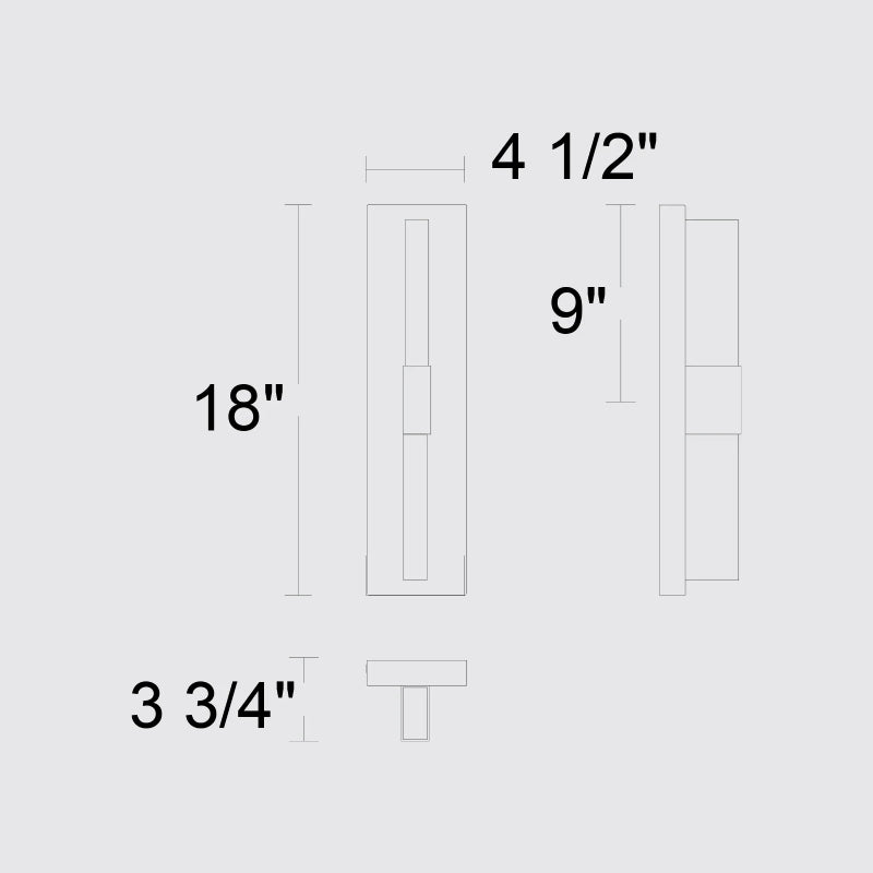 Alteck Lighting AW0121-3CCT-W Arles 1-lt 18" Tall LED Outdoor Wall Sconce, 3CCT Selectable