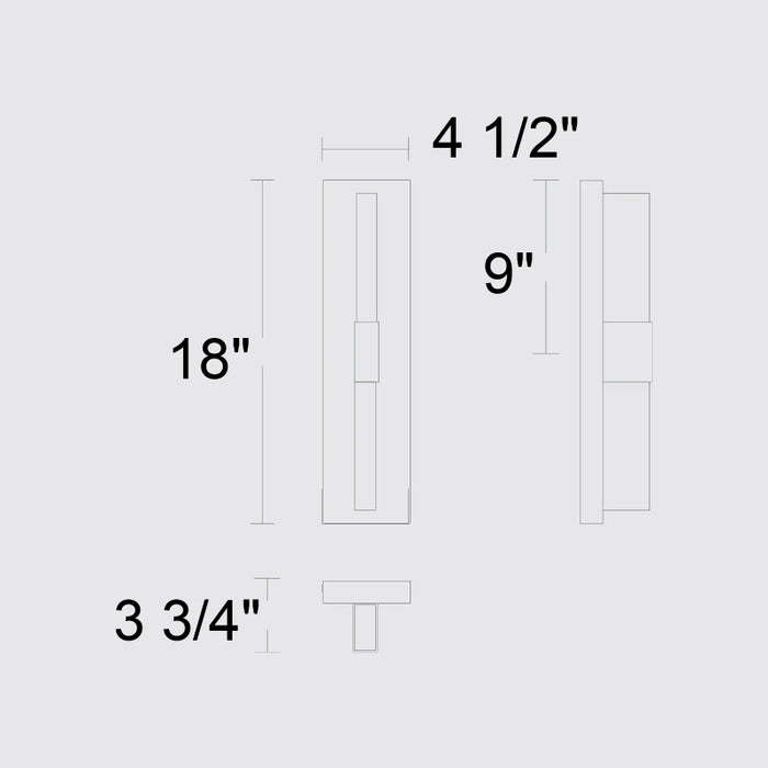 Alteck Lighting AW0121-3CCT-W Arles 1-lt 18" Tall LED Outdoor Wall Sconce, 3CCT Selectable