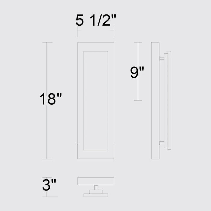 Alteck Lighting AW0123-3CCT-W Zoey 1-lt 18" Tall LED Outdoor Wall Sconce, 3CCT Selectable