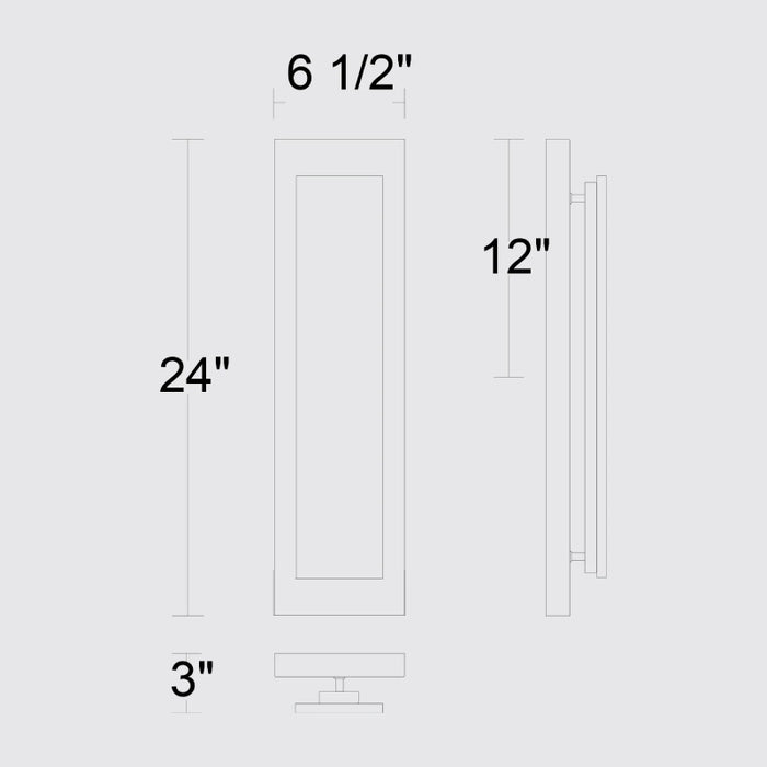 Alteck Lighting AW0124-3CCT-W Zoey 1-lt 24" Tall LED Outdoor Wall Sconce, 3CCT Selectable