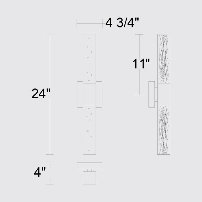 Alteck Lighting AW0129-3CCT-W Folio 1-lt 24" Tall LED Outdoor Wall Sconce, 3CCT Selectable