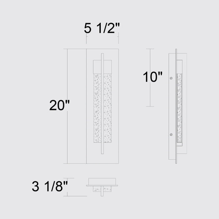 Alteck Lighting AW0133-3CCT-W Rivera 1-lt 20" Tall LED Outdoor Wall Sconce, 3CCT Selectable