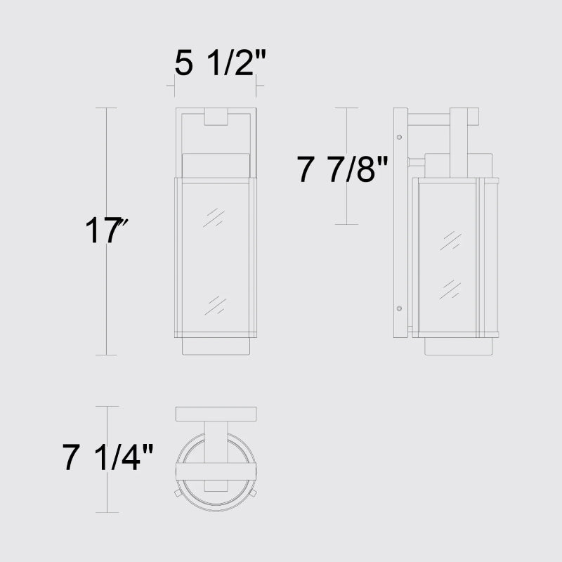 Alteck Lighting AW0141-3CCT-W Winston 1-lt 17" Tall LED Outdoor Wall Sconce, 3CCT Selectable
