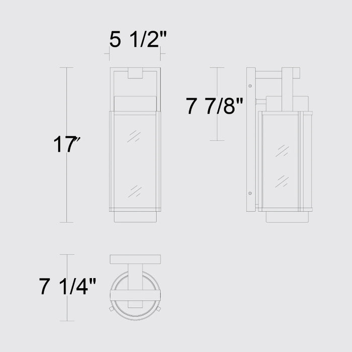 Alteck Lighting AW0141-3CCT-W Winston 1-lt 17" Tall LED Outdoor Wall Sconce, 3CCT Selectable