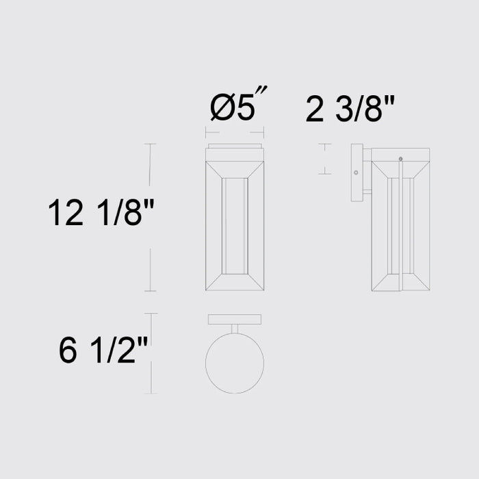 Alteck Lighting AW0145-3CCT-W Aura 1-lt 12" Tall LED Outdoor Wall Sconce, 3CCT Selectable