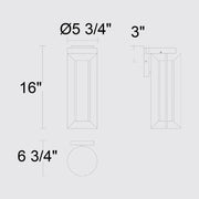 Alteck Lighting AW0146-3CCT-W Aura 1-lt 16" Tall LED Outdoor Wall Sconce, 3CCT Selectable
