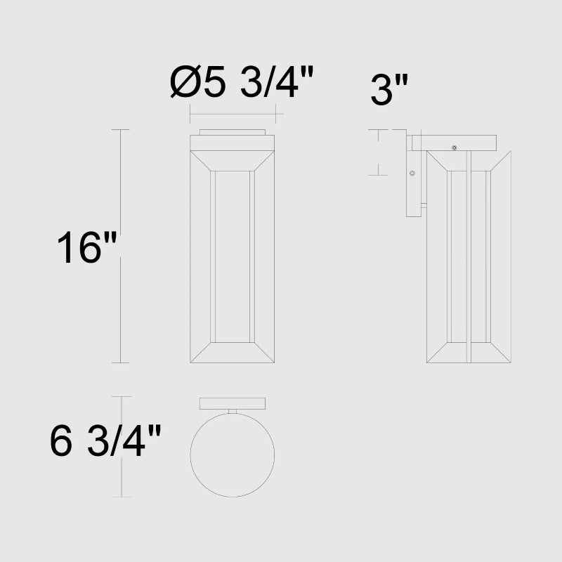 Alteck Lighting AW0146-3CCT-W Aura 1-lt 16" Tall LED Outdoor Wall Sconce, 3CCT Selectable