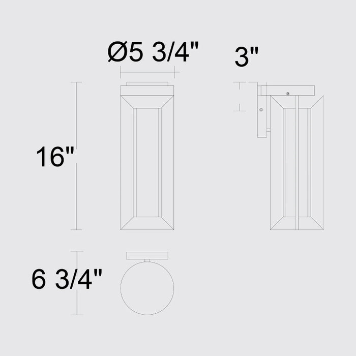 Alteck Lighting AW0146-3CCT-W Aura 1-lt 16" Tall LED Outdoor Wall Sconce, 3CCT Selectable