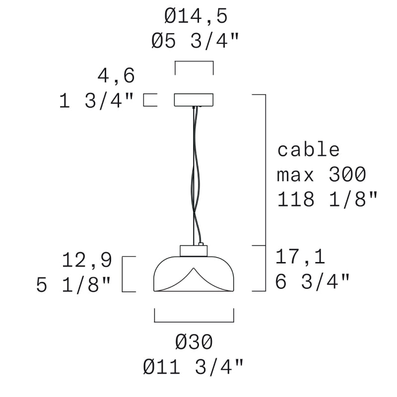 Leucos Aella S30 L 1-lt 12" LED Pendant