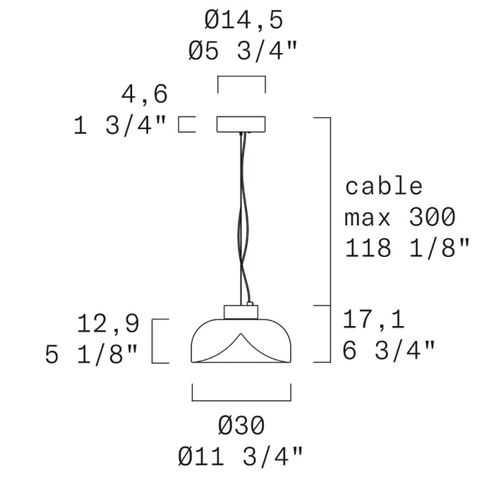 Leucos Aella S30 L 1-lt 12" LED Pendant