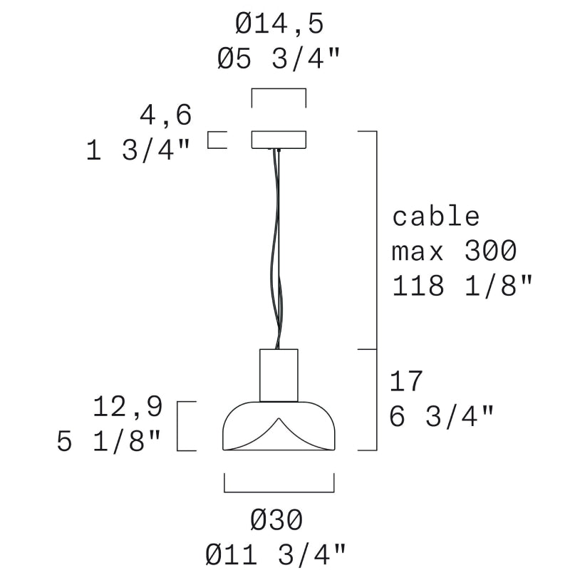 Leucos Aella S30 L 1-lt 12" LED Pendant
