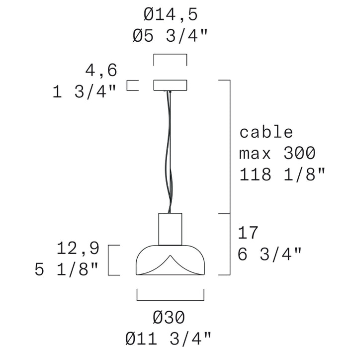 Leucos Aella S30 L 1-lt 12" LED Pendant