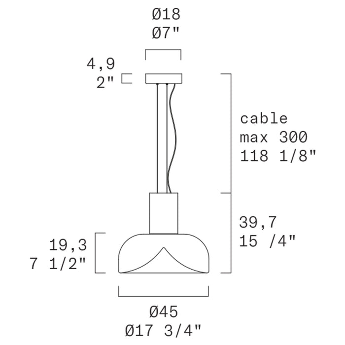 Leucos Aella S45 L 1-lt 18" LED Pendant