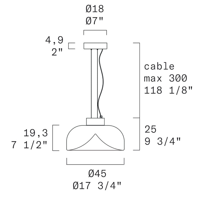 Leucos Aella S45 1-lt 18" LED Pendant