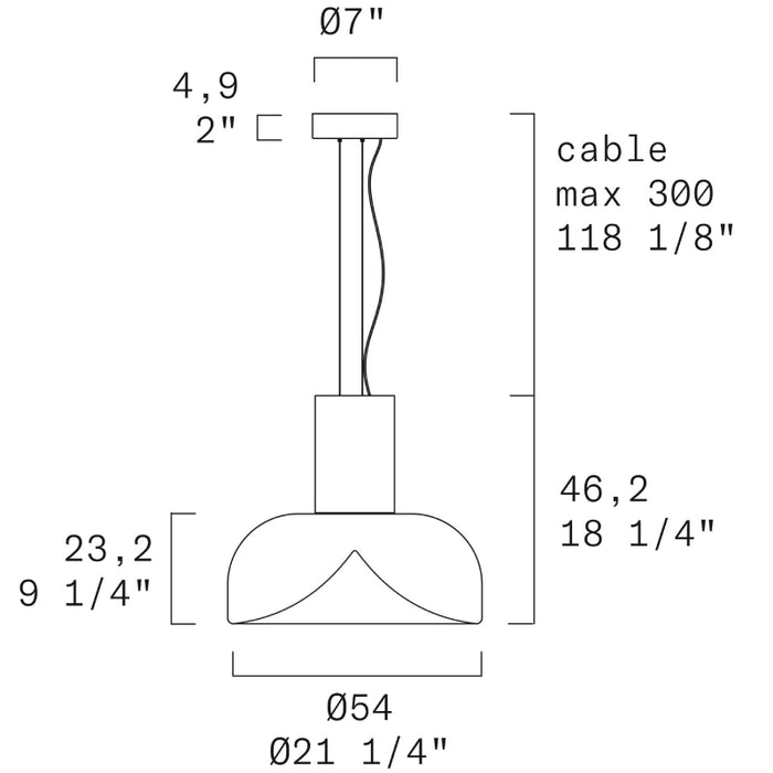 Leucos Aella S54 L 1-lt 21" LED Pendant