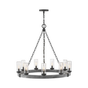 Hinkley 29208-LL Sawyer Large 9-lt 30" LED Outdoor Chandelier - Aged Zinc