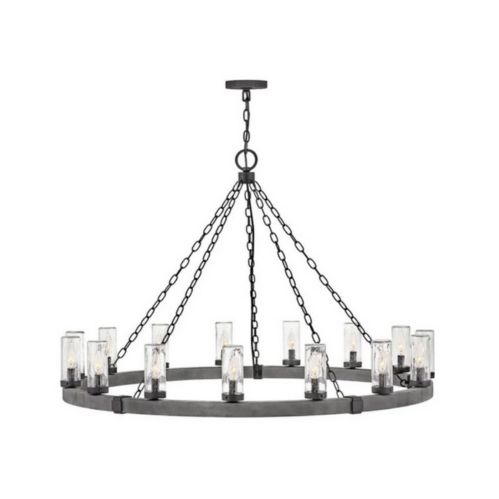 Hinkley 29209-LL Sawyer 15-lt 46" LED Outdoor Chandelier - Aged Zinc