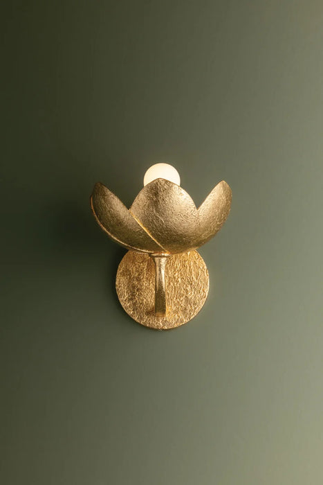 Troy B2008 Arcata 1-lt 8" Tall Wall Sconce - Vintage Gold Leaf