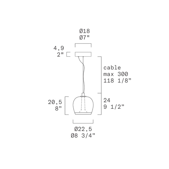 Leucos Aurelia Bold S22 2-lt 9" LED Pendant, Single Switch