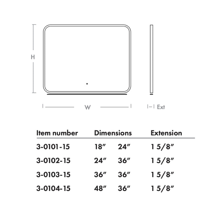 Oxygen 3-0104 Avior 48 x 36 LED Mirror, CCT Selectable