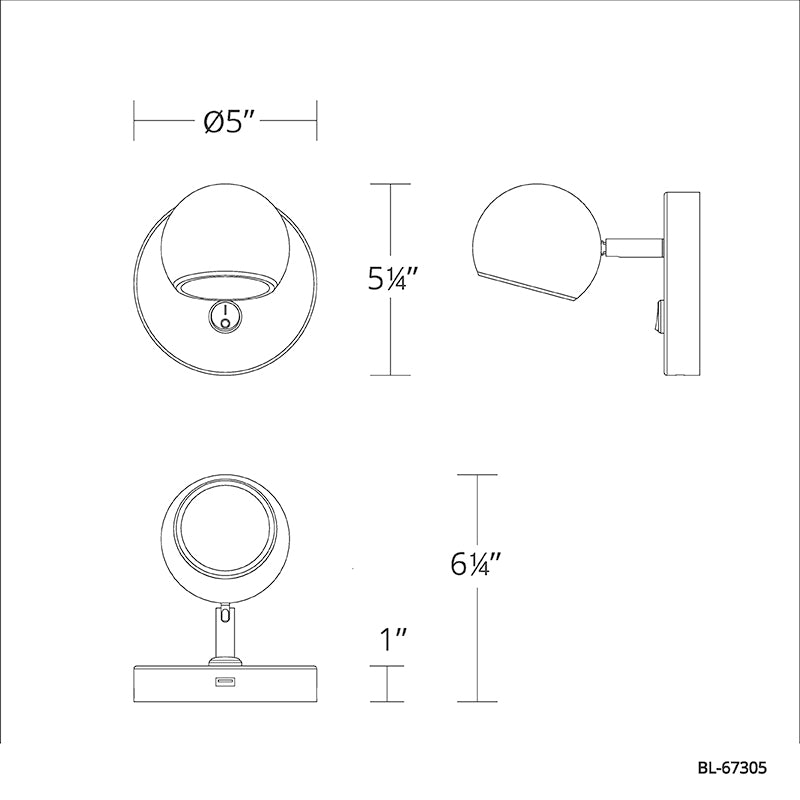 dweLED BL-67305 Duplex 1-lt 5" LED Task Light