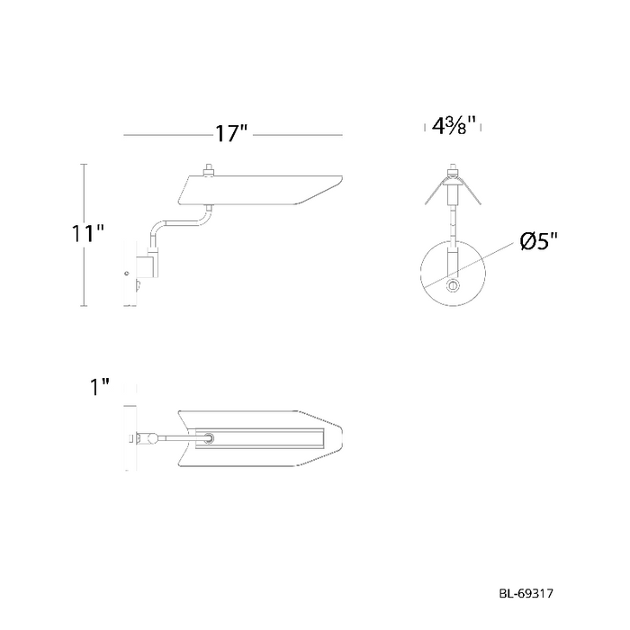 dweLED BL-69317 Loyd 1-lt 17" LED Swing Arm Light