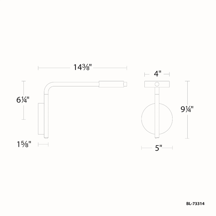 dweLED BL-73314 Elbo 1-lt 14" LED Swing Arm Light